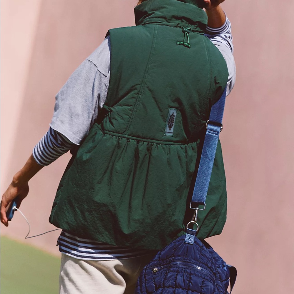 Free People Green Puffer Vest
